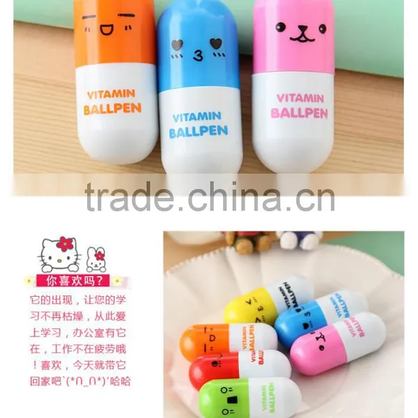 Promotional Creative Plastic Ballpoint Pen With Pill Shaped Top ,Capsule Ballpoint Pen,Vitamin Ball Pen photo-3