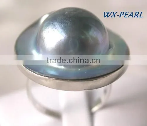 Latest Design Fashion Yellow Gold Lady Pearl Ring photo-5
