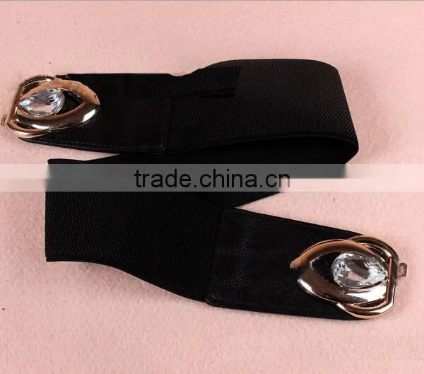 Wholesale Teardrop Crystal Inlaid Flower Pattern Alloy Buckle Sex Women Lady Wide PU Waist Belt photo-4