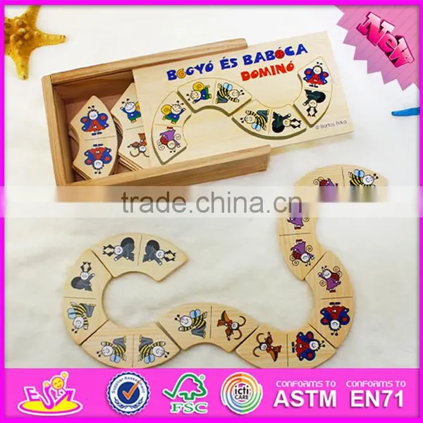 2016 hot sale funny children wooden domino toy W15A063