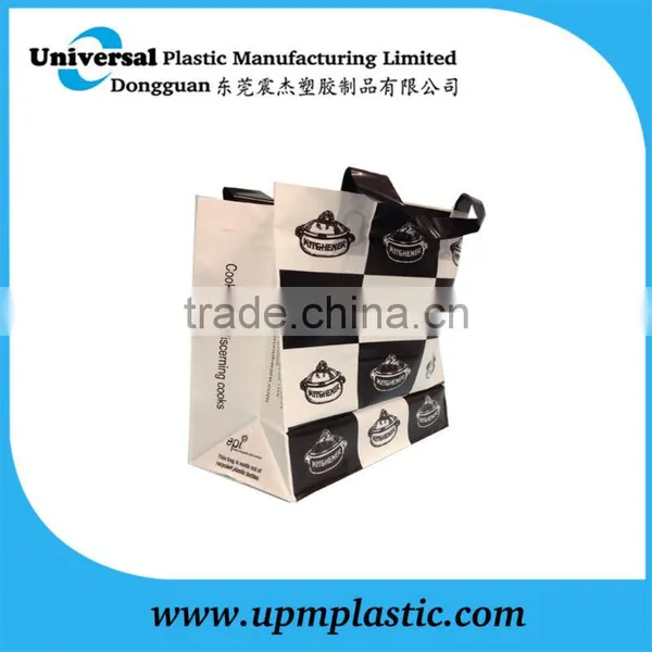 Customized Gravure Printing White Film Black Soft Loop Handle Polyethylene Bag for Packaging photo-2