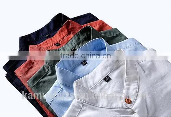 Men's Mandarin Banded Collar Linen Shirts