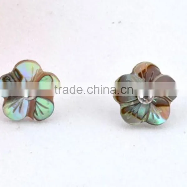 Mix Natural Abalone Shell Hoop Earrings Coconut Mosaic Earrings Round Hollow Paua Shell Earrings photo-2