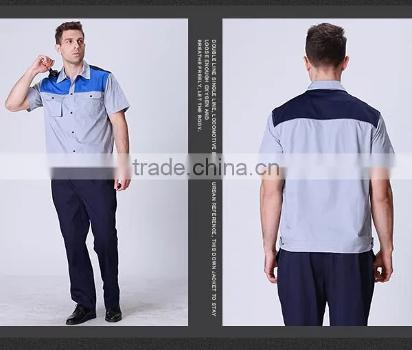 Juqian Mens Working Coverall Workwear Cotton Short Sleeve Summer Industrial Safey Work Uniforms photo-5