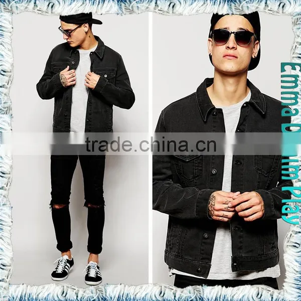 EMMA PRIVATE CUSTOMIZED MADE Fashion Designer Mens Black Denim Jackets Wholesale photo-3