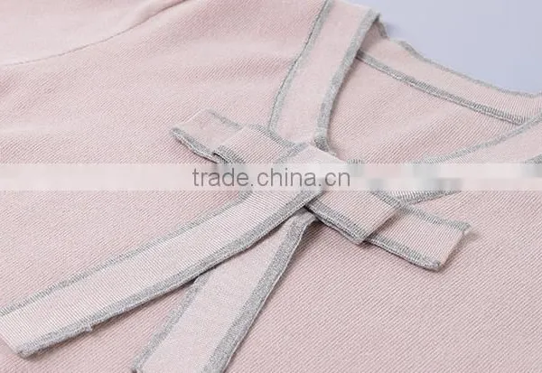 New Season China Factory Mature Ladies v Neck Loose Sweater Dress for Wholesale photo-5