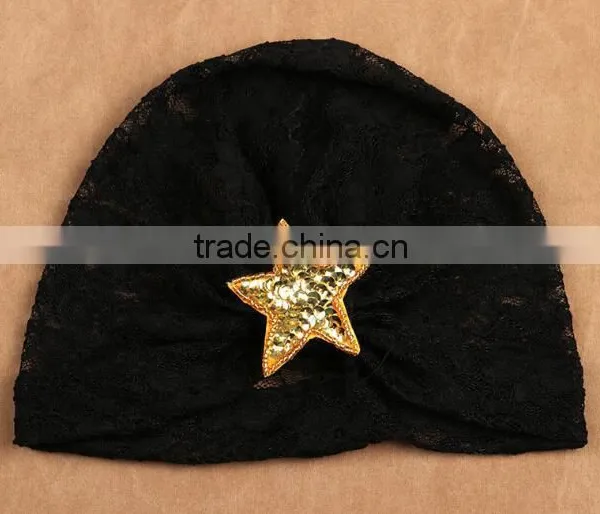Indian Kids Turban Sequin Start Lace Hat, Fashion Sequin Hats With Lace Design photo-3