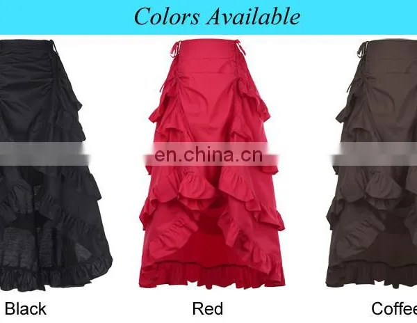 Belle Poque Retro Vintage Gothic Womens Costume Cotton Black High Low Skirt BP000222-1 photo-6