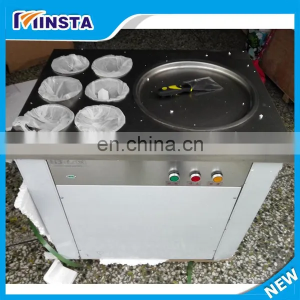 Flat Pan Frozen Yogurt Real Fruits Fry Ice Cream Machine photo-2