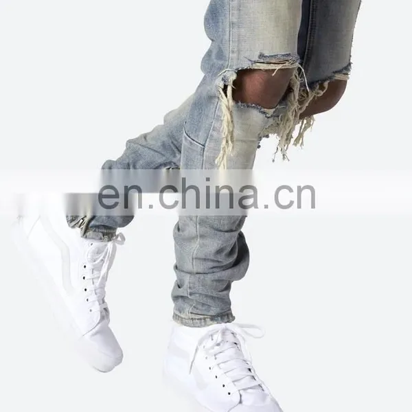DiZNEW 2020 Knee Ripped Jeans Wholesale Ankle Zipper Custom Jeans Pants Men photo-6