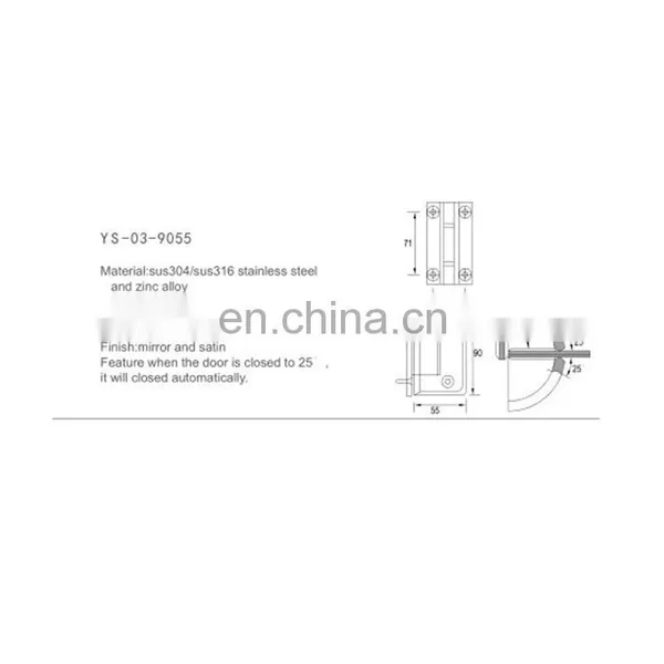 Stainless Steel 304 Glass to Wall 90 Degree Shower Glass Door Hinge photo-6