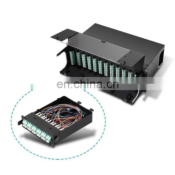10G 40G High Density 19 Inch 1U MPO/MTP-LC 24F Optical Cassettes 48,72,96,144 Core MPO Fiber Optic Patch Panel photo-2