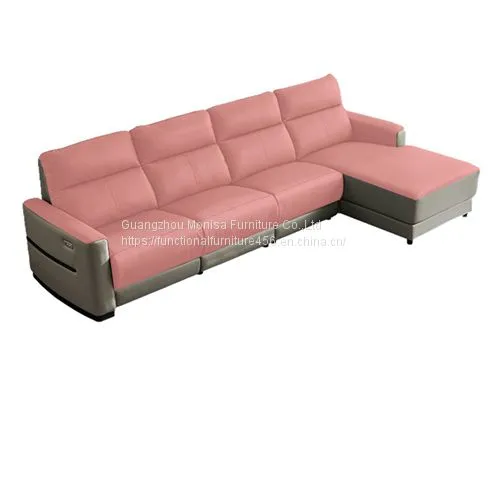 2022 Head Laminated Textured Cowhide Sofa Italian Minimalist Living Room Corner Function Sofa Modern Minimalist Leather Art Combination photo-4