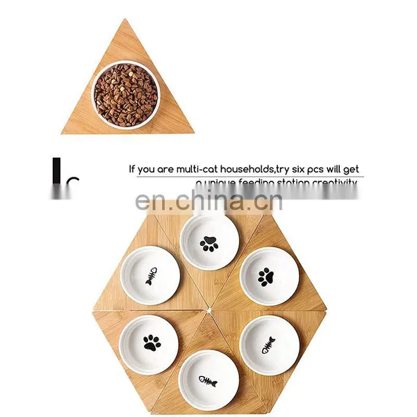 Bamboo Wooden Luxury Ceramic Pet Feeder 2022 Weight Trendy Personalized Dog and Cat Bowl Elevated Eco Ecofriendly Rack photo-2