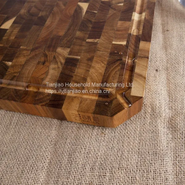 End Grain Food Meat Fruits Acacia Wooden Chopping Boards With Juice Groove Cutting Board photo-5