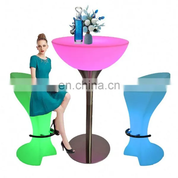 Modern Plastic Led Lighted up Furniture Led Table Chair Set / Led Bar Table and Chairs photo-4