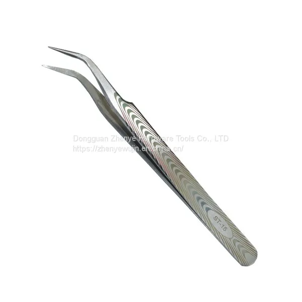 Straight Curved Eyelash Grafting Tweezers Light and High-precision Eyelash Blossom Tweezers for Eyelash Beautifiers Antistatic Tape Texture ST-15 photo-2