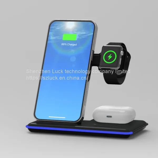 2023 горяче продаваемая станция зарядки для множества устройств Apple, складной 3 в 1 быстрый беспроводной держатель-зарядный док для iPhone 14, 13, 12, 11 Pro, X, XS, 8 Plus, Apple Watch Series 8, 7, 6, SE, 5, 4, 3, 2 и AirPods 3/2/Pro с адаптером