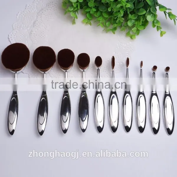 High Quality Facial Synthetic Hair Powder Foundation Brush Oval Makeup Brush Set photo-2