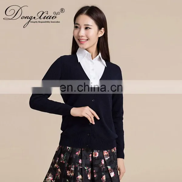 Custom Logo Women's Casual Knitted V-Neck Cashmere Cardigan Sweater With Buttons for Autumn Season With Simple Fashion Element photo-4