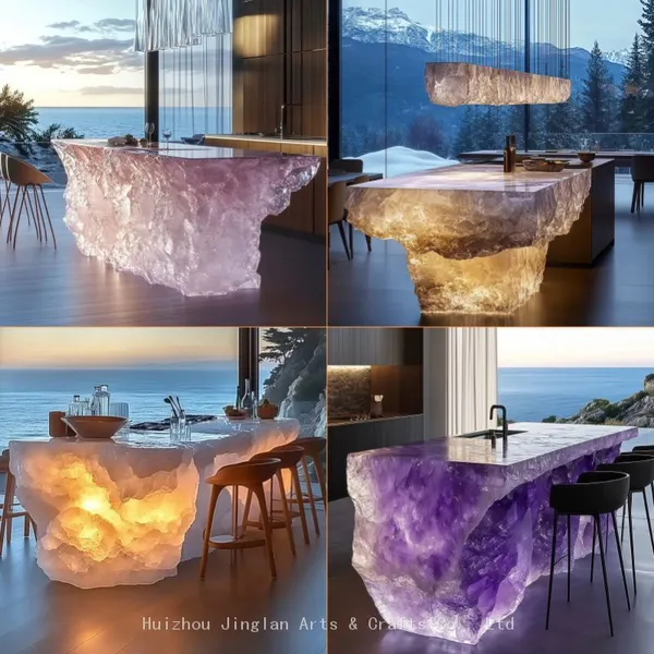 Crystal Luminous Island, Transparent Bar, Internet Celebrity, Popular Drainage Table, Integrated Acrylic, Light Luxury, Luminous Stone Table, Tea Table, Bar, High-end Sense photo-5