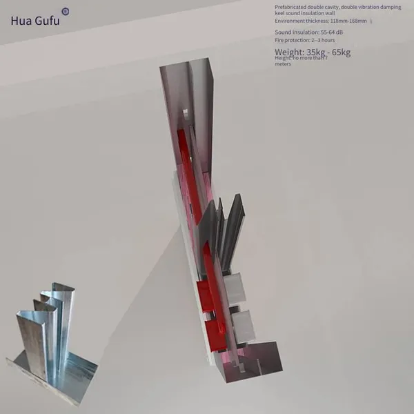 High Sound-insulating 130 Keel, Prefabricated High Sound-insulating 82 Keel for Hotel Partitions, Double-cavity Sound-insulating and Noise-reducing Wall photo-5