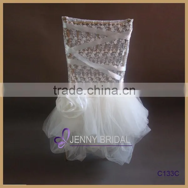 C126A Lace Universal Wedding Ruffled Cheap Chair Covers photo-3