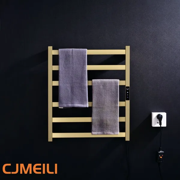 Bathroom Electric Heated Towel Rack, Towel Warmer for Bathroom, Wall Mounted Stainless Steel,Brushed Gold photo-3