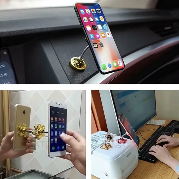 Double-Sided Flower Suction Cup Phone Holder Flexible Magic Stand photo-5