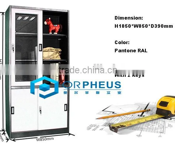 Knocked Down 4 Sliding Door File Cabinet 4 Horizontal Shelves Inside Disassembled Filing Cabinet photo-3