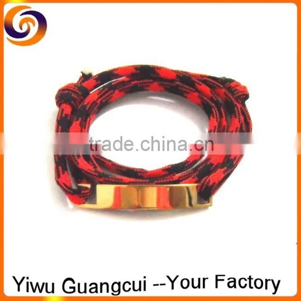 2016 New Style Stainless Steel Plate Parachute Cord id Bracelets