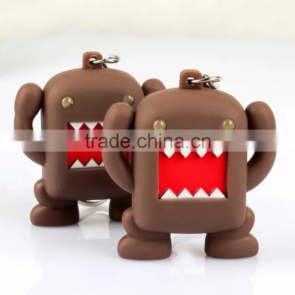 Hot Sale Cartoon Figure Domo Led Flashlight Soundable Key Chain photo-2