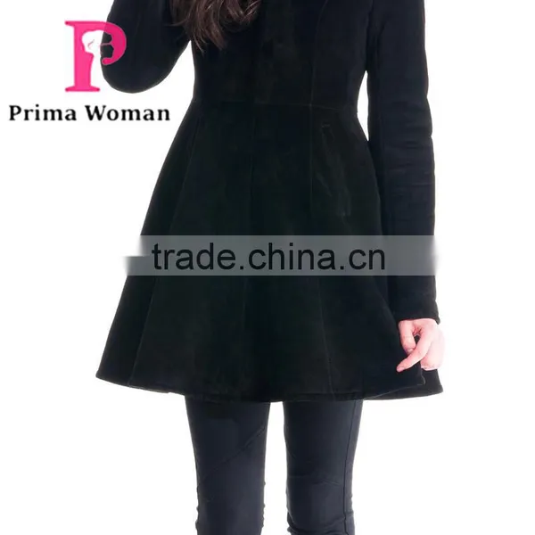 2015 Winter Women Medium Length Slim Fit Coat With Blue Fox Hat Wish Skirt Overcoat photo-5