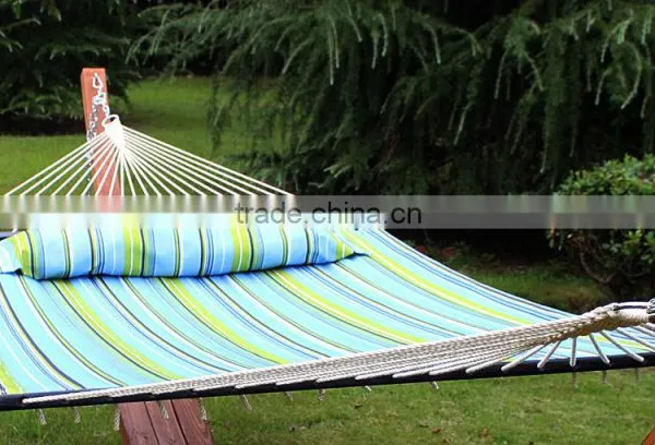 Hammock Quilted Fabric W/Pillow Double Size Spreader Bar Heavy Duty Stylish Blue photo-5