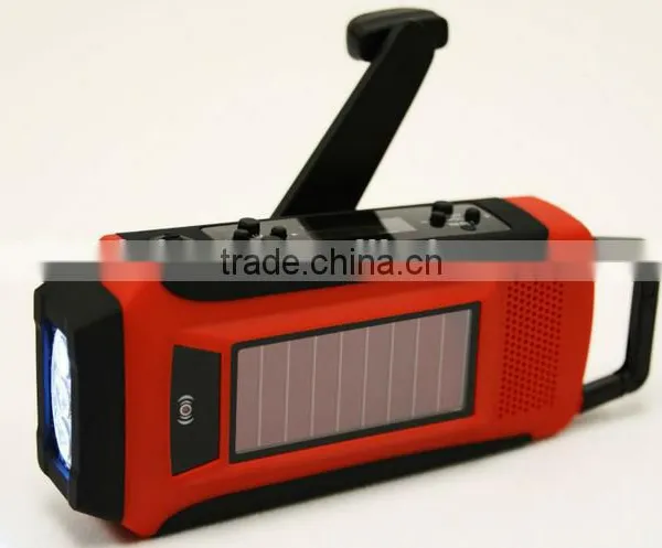 PORTABLE RECHARGEABLE DYNAMO SOLAR LED TORCH WITH AM/FM NOAA WEATHER ALERT RADIO AND CHARGER
