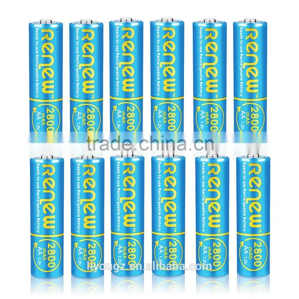 RENEW Brand NiMH AA 2800mAh Ready-To-Use AA Rechargeable Batteries 12 Pack