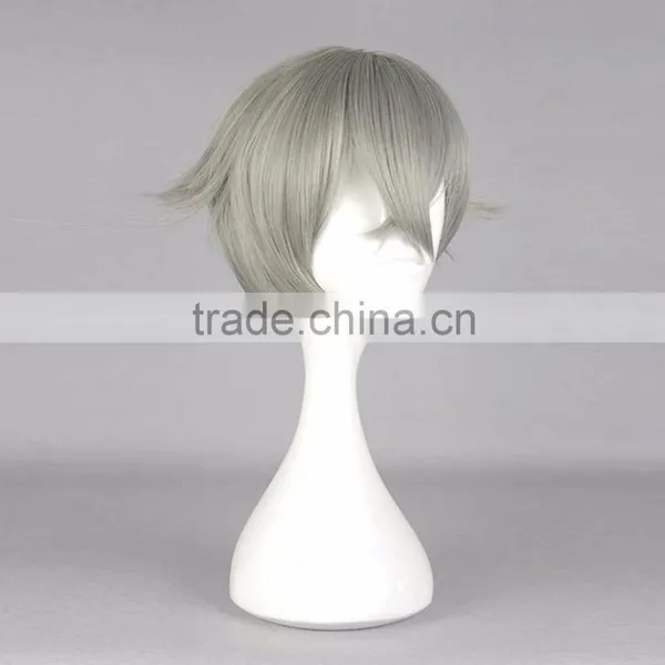 Hot Selling Thick Short Light Grey Wigs Full-bodied Synthetic Hair Anime Hotarumaru Wig Cosplay Touken Ranbu Online Sword Hair photo-2