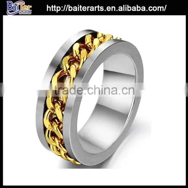 Fashion Men's Titanium Gold Ring ,cheap Gold Ring Designs for Men photo-6