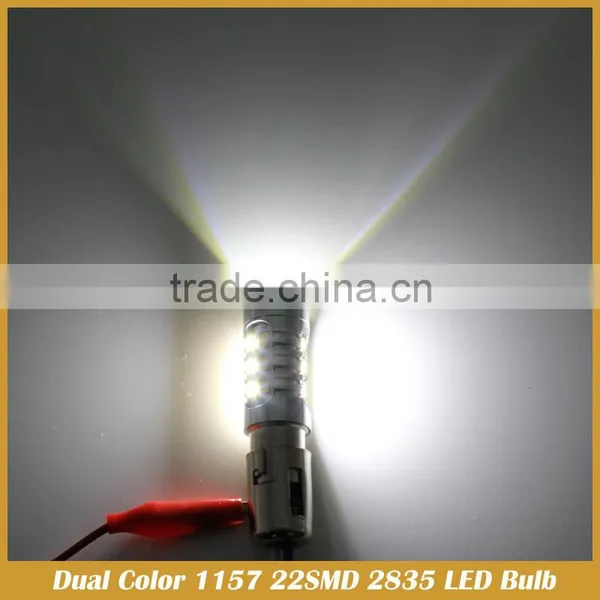 Dual Color 1157 White/Amber Switchback 22SMD 2835 LED Running Light/Signal Light photo-6