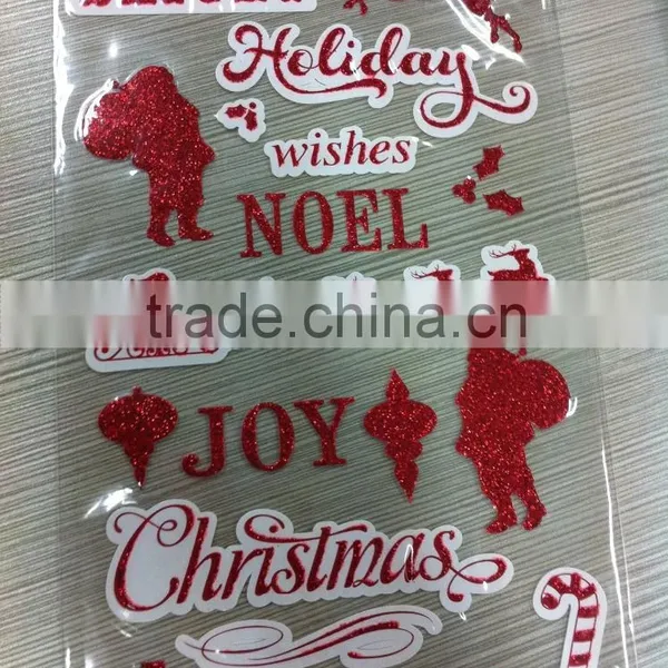 M-P005 Merry Christmas Glitter Pvc Sticker,removable Sticker Paper,pvc Sticker Paper photo-3