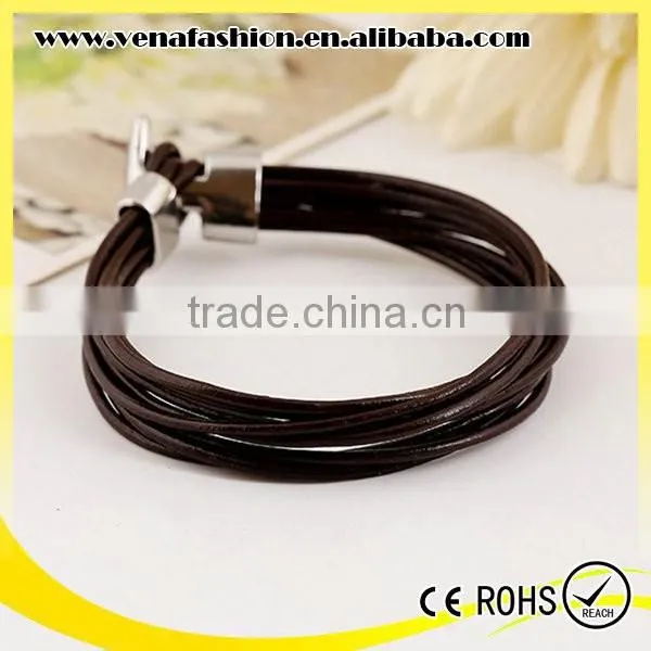 Multilayers Boys Thin Leather Bracelet, Teen Leather Bracelet photo-2