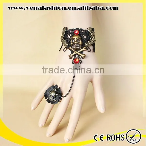 Skull Cheap Woven Lace Bracelet, Lace Cuff Bracelet photo-4