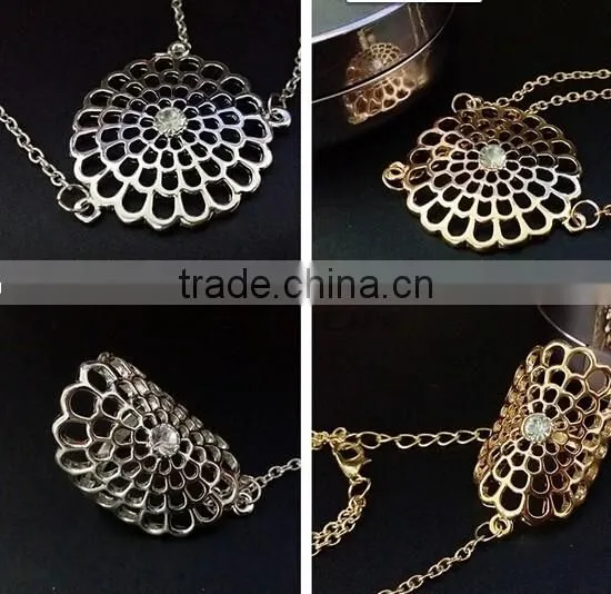Latest Gold Finger Ring Designs Hollow Sun Shape Gold Women's Finger Ring Bracelet photo-2