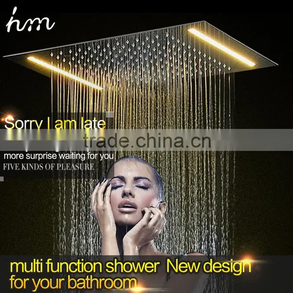 Led Shower Complete Set 3 Way in Wall Thermostatic Shower Faucet With 360*500mm Electric Shower + 6 Pcs Massage Body Jets photo-5