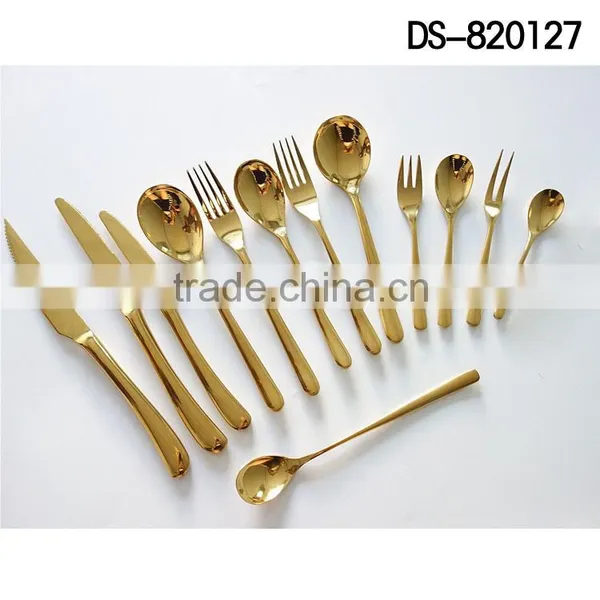 New Design Gold Plated 410 Material With Cloth Wheel Light Cutlery Set photo-4