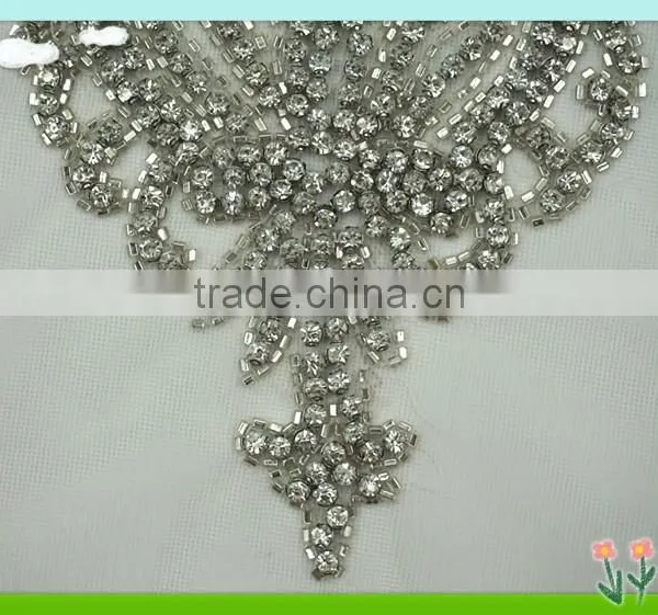 2015 Newest Sew on Tulle Patch With Rhinestone for Bridal Dress photo-2