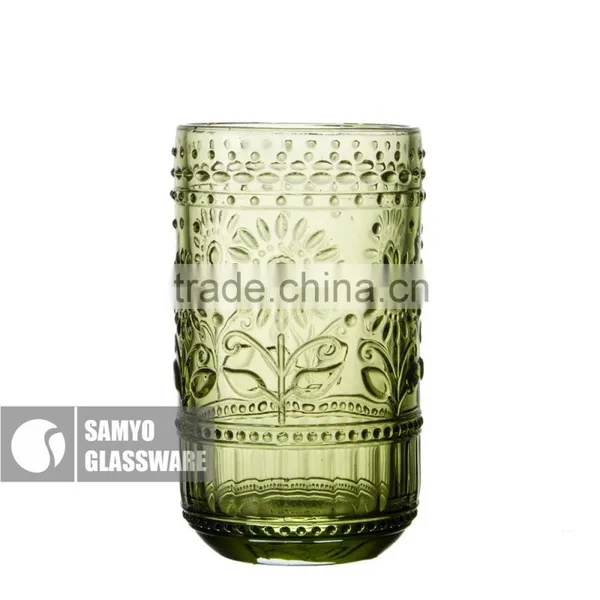 SAMYO Fashion Machine Pressed Mouth Wine Glass With Sunny Flower Pattern photo-4