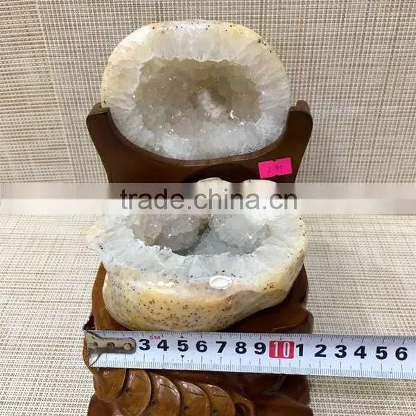Natural White Agate Geode Crystal Treasure Basin For Sale photo-3