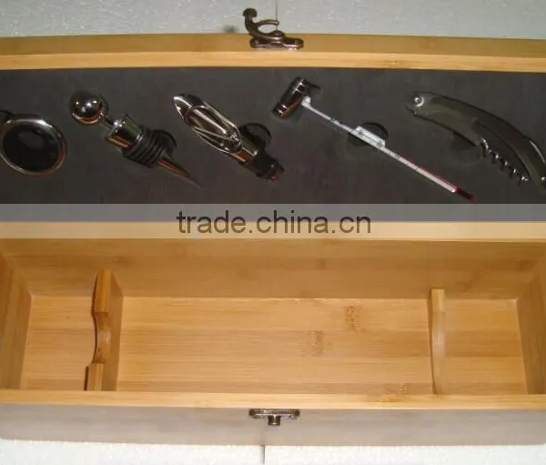 Good Quality One Bottle Wine Box Banboo Box With Wine Accessories