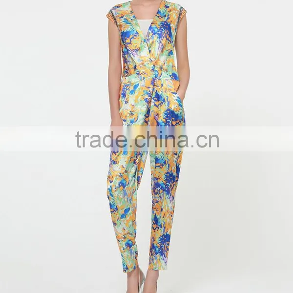 Wholesale Fantasy Print Capri Woman Sleeveless Long Jumpsuits for Summer photo-6